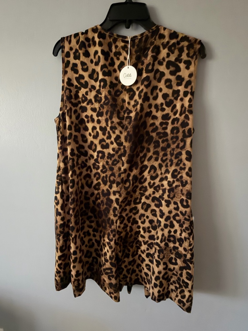 Sleeveless Leopard-Print Romper with Front Tie - Tan & Black - Picture 7 of 15